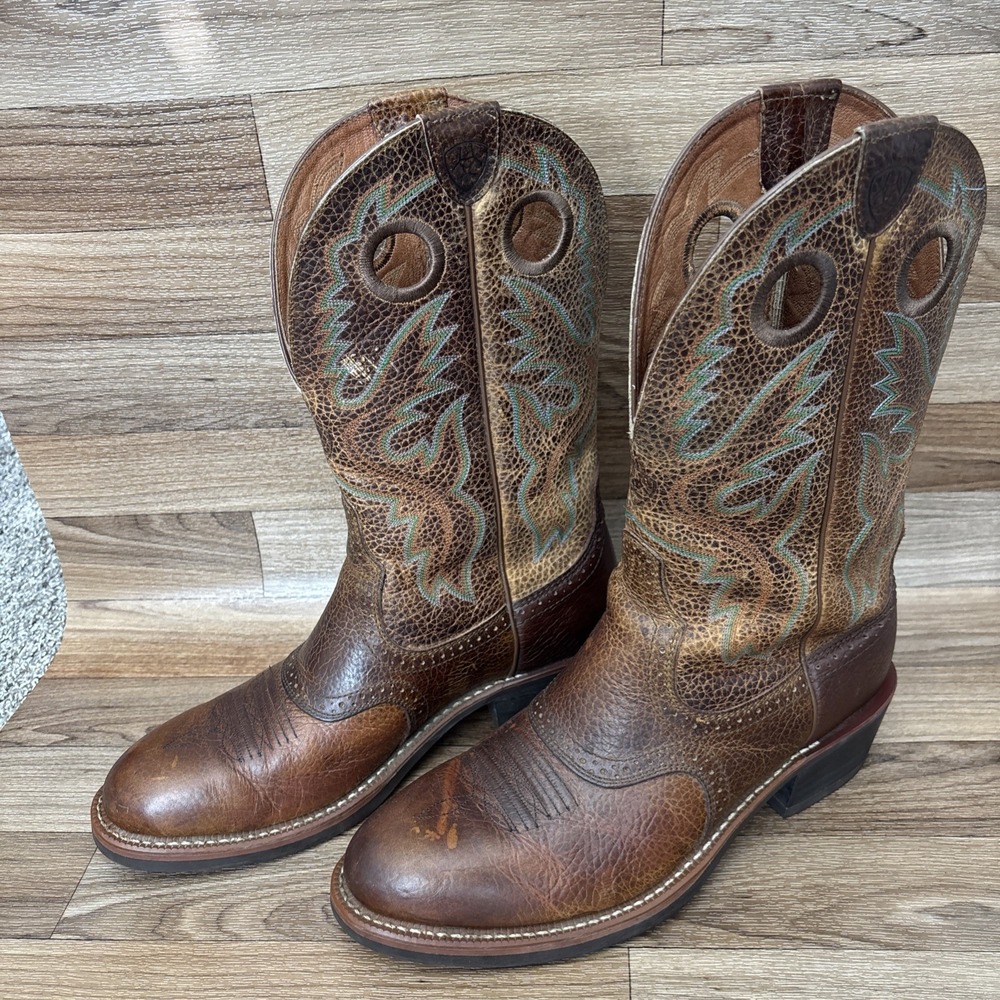 Ariat Buckaroo Stockman Western Cowboy Boots Brown Mens Size 11D Rodeo Ranch - Picture 2 of 16